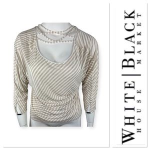 🆕 White House Black Market cream and white striped top size XL